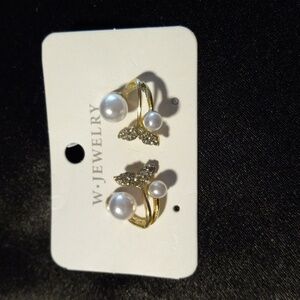 W. JEWELRY pearl silver and crystal earrings